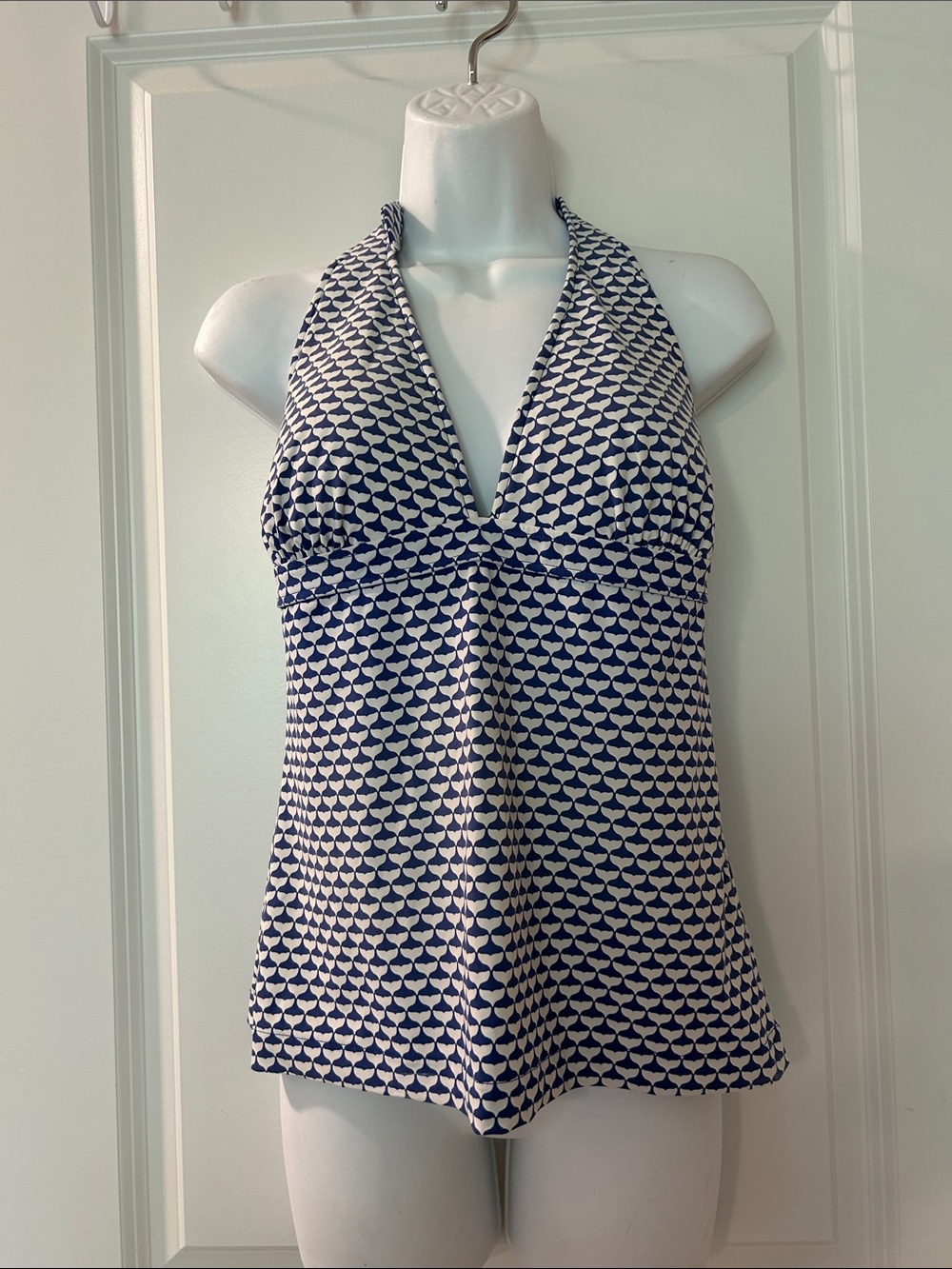 Vineyard Vines Blue and White Halter Swim Top